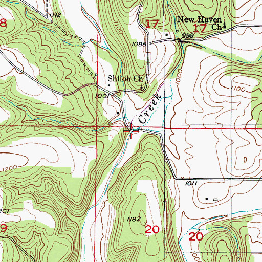 Topographic Map of Puncheon Camp Creek, MO