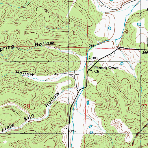 Topographic Map of Punching Hollow, MO