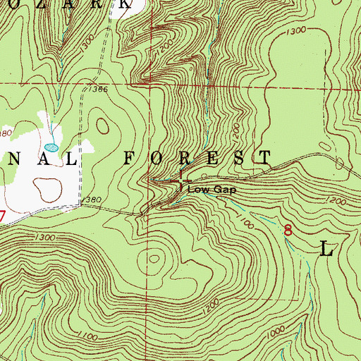 Topographic Map of Low Gap, AR