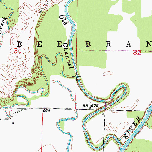 Topographic Map of Puzzle Creek, MO