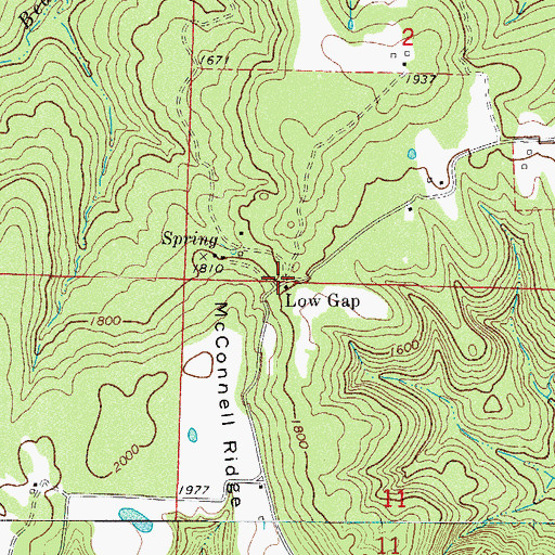 Topographic Map of Low Gap, AR
