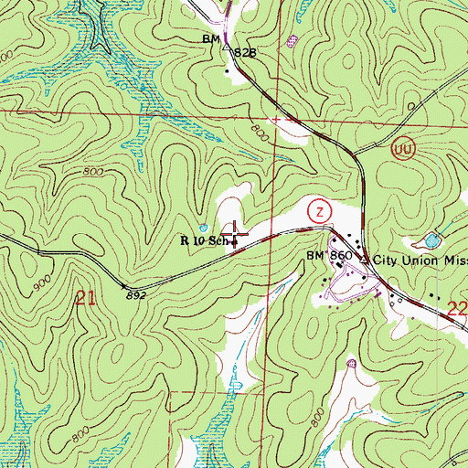 Topographic Map of R 10 School, MO