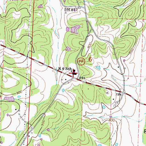 Topographic Map of R 6 School, MO