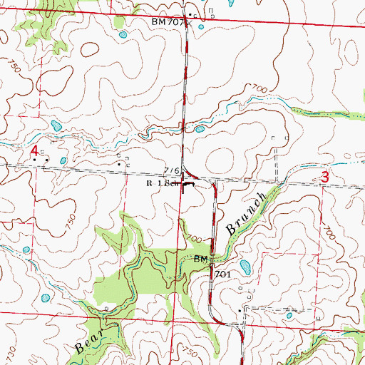 Topographic Map of R-L School, MO