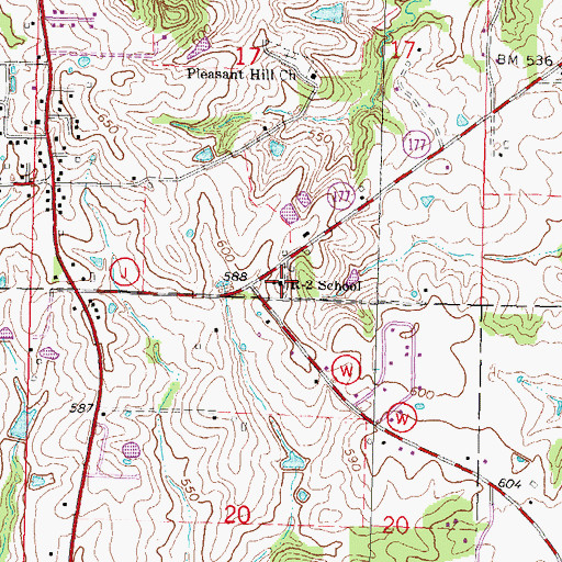 Topographic Map of R-2 School, MO