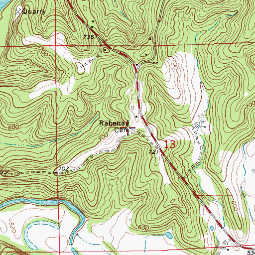 Topographic Map of Rabenau Cemetery, MO