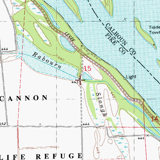 Topographic Map of Rabourn Slough, MO