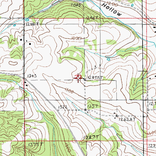 Topographic Map of Racket Ridge School, MO