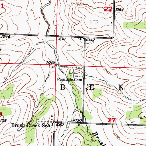 Topographic Map of Ragsdale Cemetery, MO