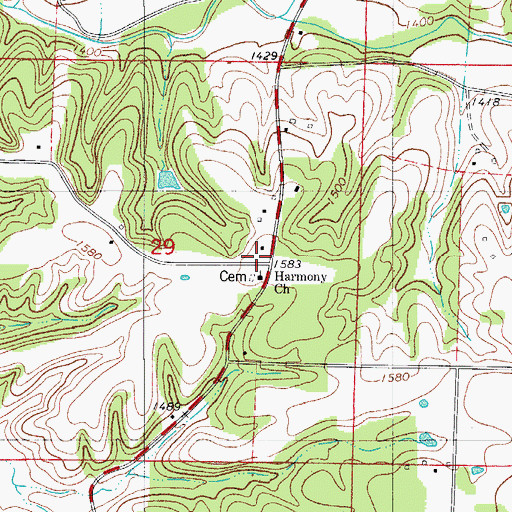 Topographic Map of Ragsdale School, MO