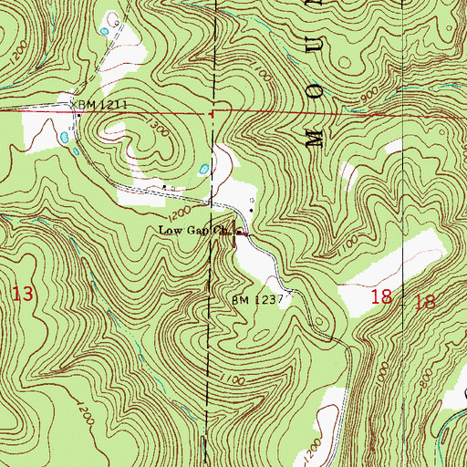 Topographic Map of Low Gap Church, AR