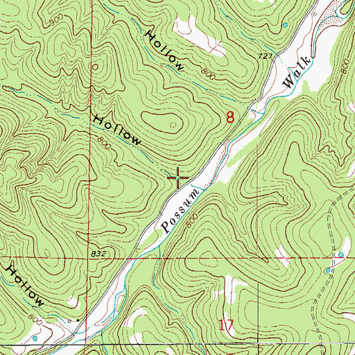 Topographic Map of Rail Hollow, MO