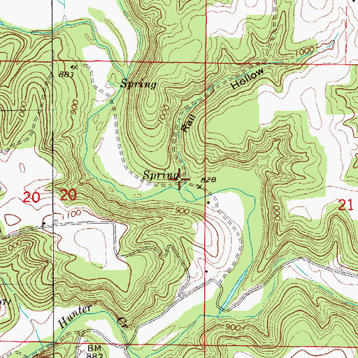 Topographic Map of Rail Hollow, MO