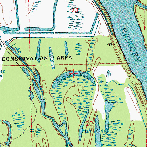 Topographic Map of Rainbow Pond, MO
