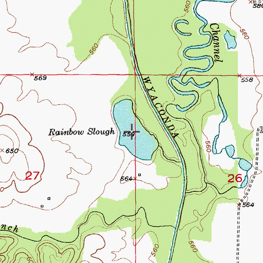 Topographic Map of Rainbow Slough, MO