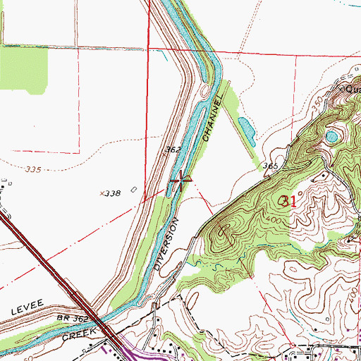 Topographic Map of Ramsey Creek Diversion Channel, MO