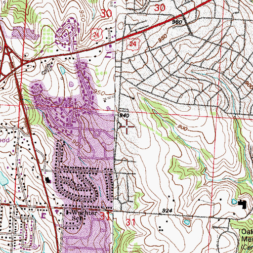 Topographic Map of Randall Elementary School, MO