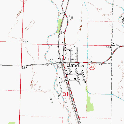 Topographic Map of Randles, MO