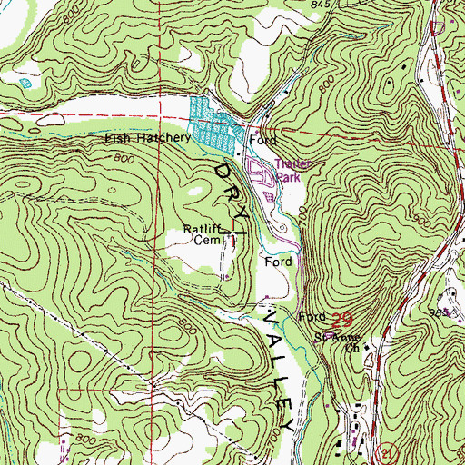 Topographic Map of Ratliff Cemetery, MO