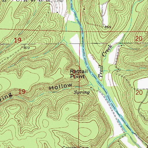 Topographic Map of Rattail Point, MO