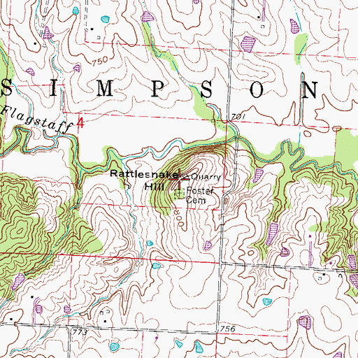 Topographic Map of Rattlesnake Hill, MO