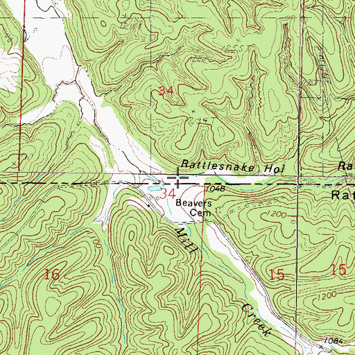 Topographic Map of Rattlesnake Hollow, MO