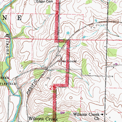 Topographic Map of Ray House, MO