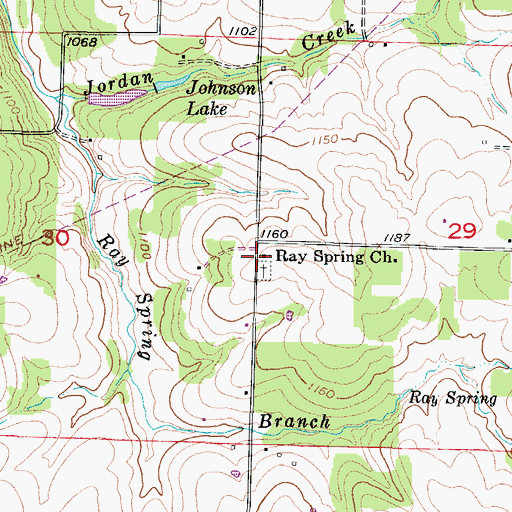 Topographic Map of Ray Spring Church, MO