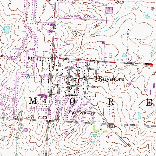 Topographic Map of Raymore, MO