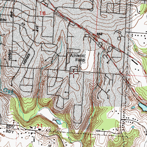 Topographic Map of Raytown South High School, MO