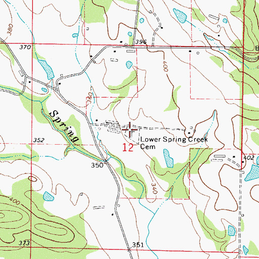 Topographic Map of Lower Spring Creek Cemetery, AR