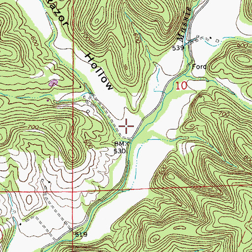 Topographic Map of Razor Hollow, MO