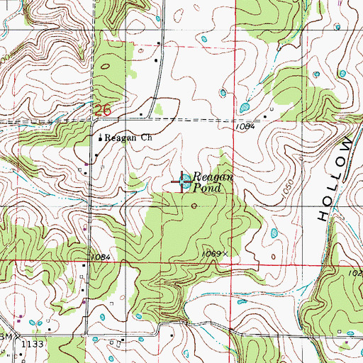 Topographic Map of Reagan Pond, MO