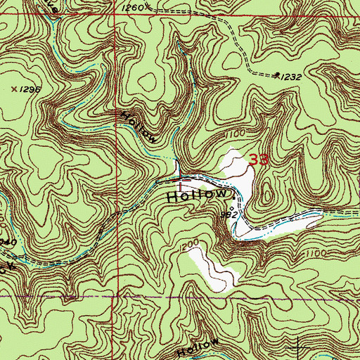 Topographic Map of Rebel Cave Hollow, MO