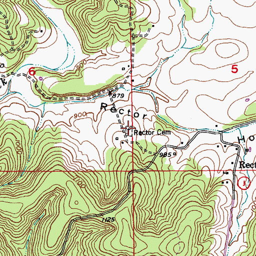 Topographic Map of Rector Cemetery, MO
