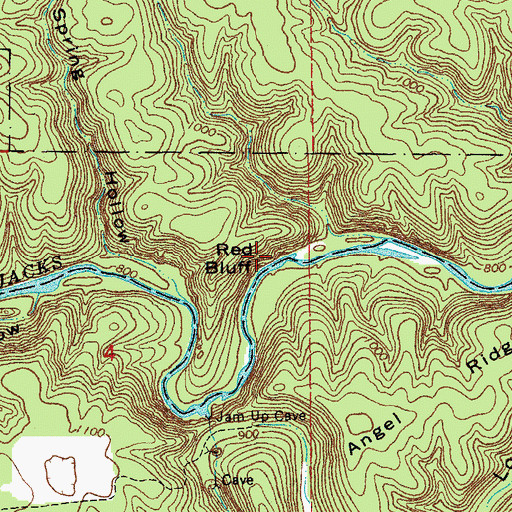 Topographic Map of Red Bluff, MO