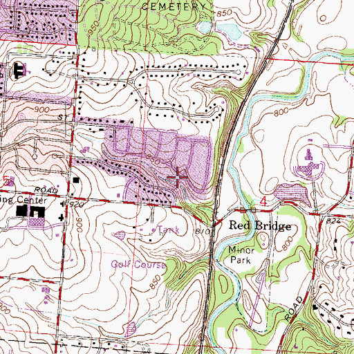 Topographic Map of Red Bridge, MO