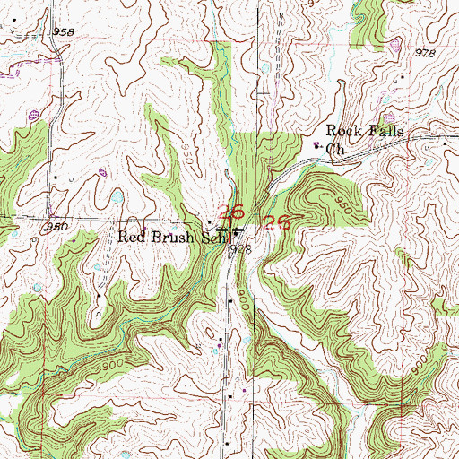 Topographic Map of Red Brush School, MO