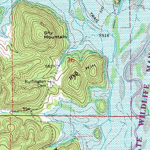 Topographic Map of Red Hill, MO
