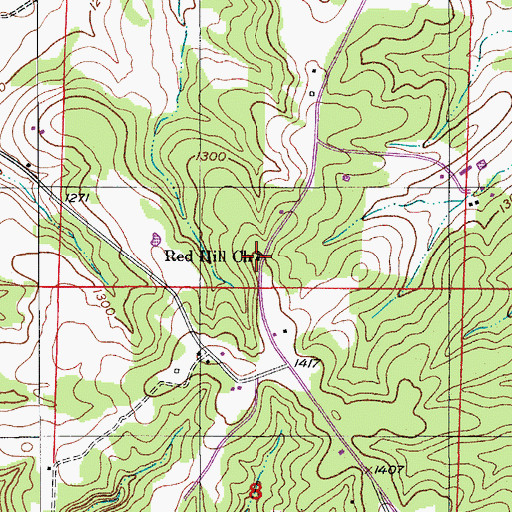 Topographic Map of Red Hill Church, MO