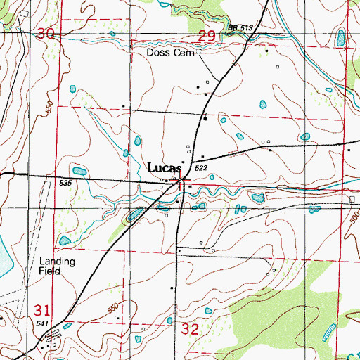 Topographic Map of Lucas, AR