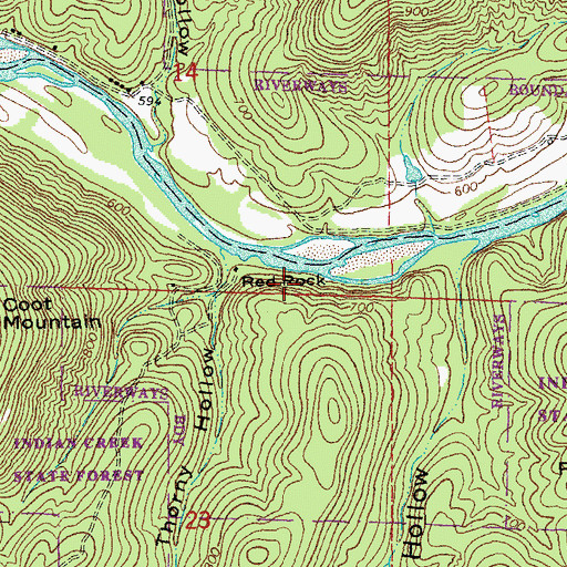 Topographic Map of Red Rock, MO