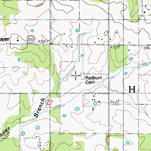 Topographic Map of Redburn Church, MO