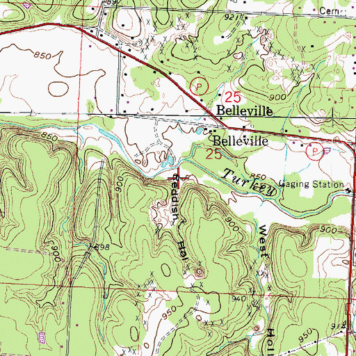 Topographic Map of Reddish Hollow, MO