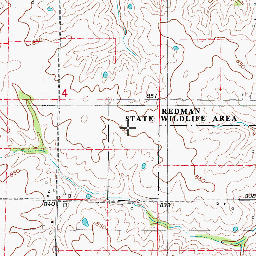 Topographic Map of Redman State Wildlife Area, MO