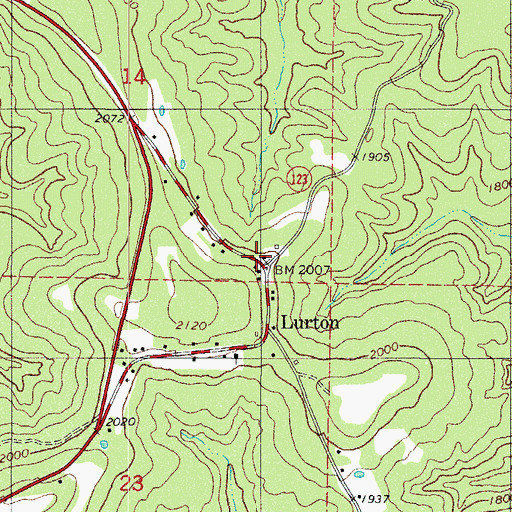 Topographic Map of Lurton, AR
