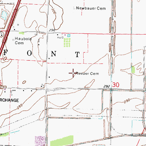 Topographic Map of Reeder Cemetery, MO