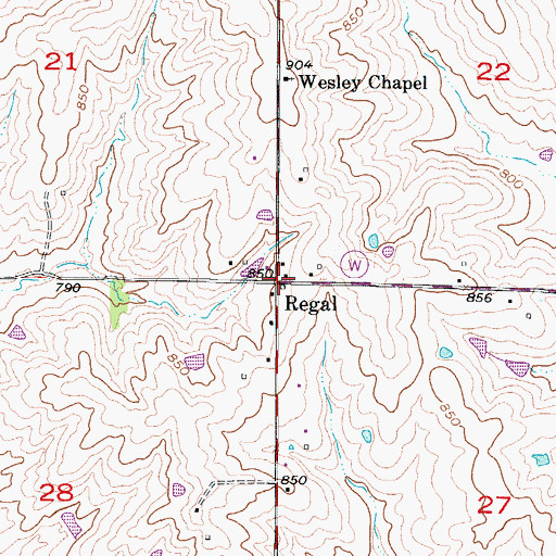 Topographic Map of Regal, MO