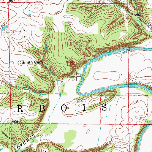 Topographic Map of Reisobel Branch, MO