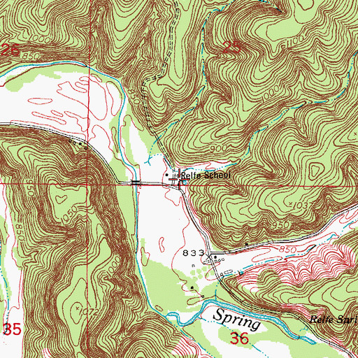 Topographic Map of Relfe School, MO
